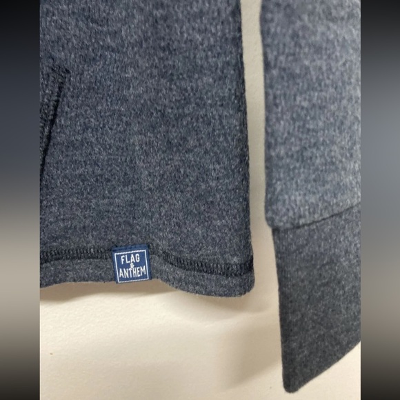 Flag & Anthem Men's Hoodie 1/4 Zip Up Hooded Pullover Sweater Medium Blue Pocket - Picture 5 of 15